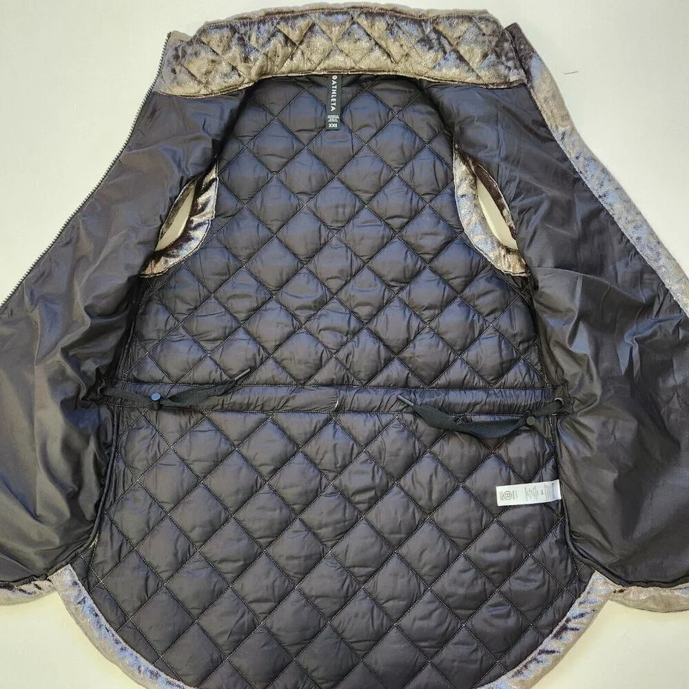 Athleta Whisper Metallic Velvet Quilted Vest XXS Coffee‎ House 631320 Insulated